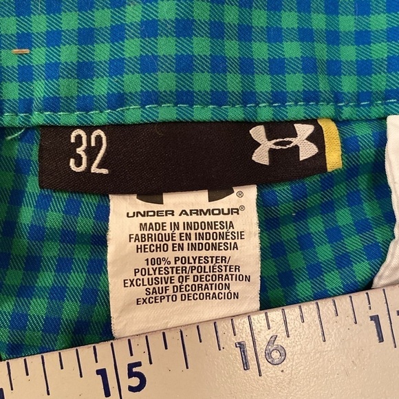 Under Armour Golf Shorts blue green gingham size 32 - Picture 4 of 7